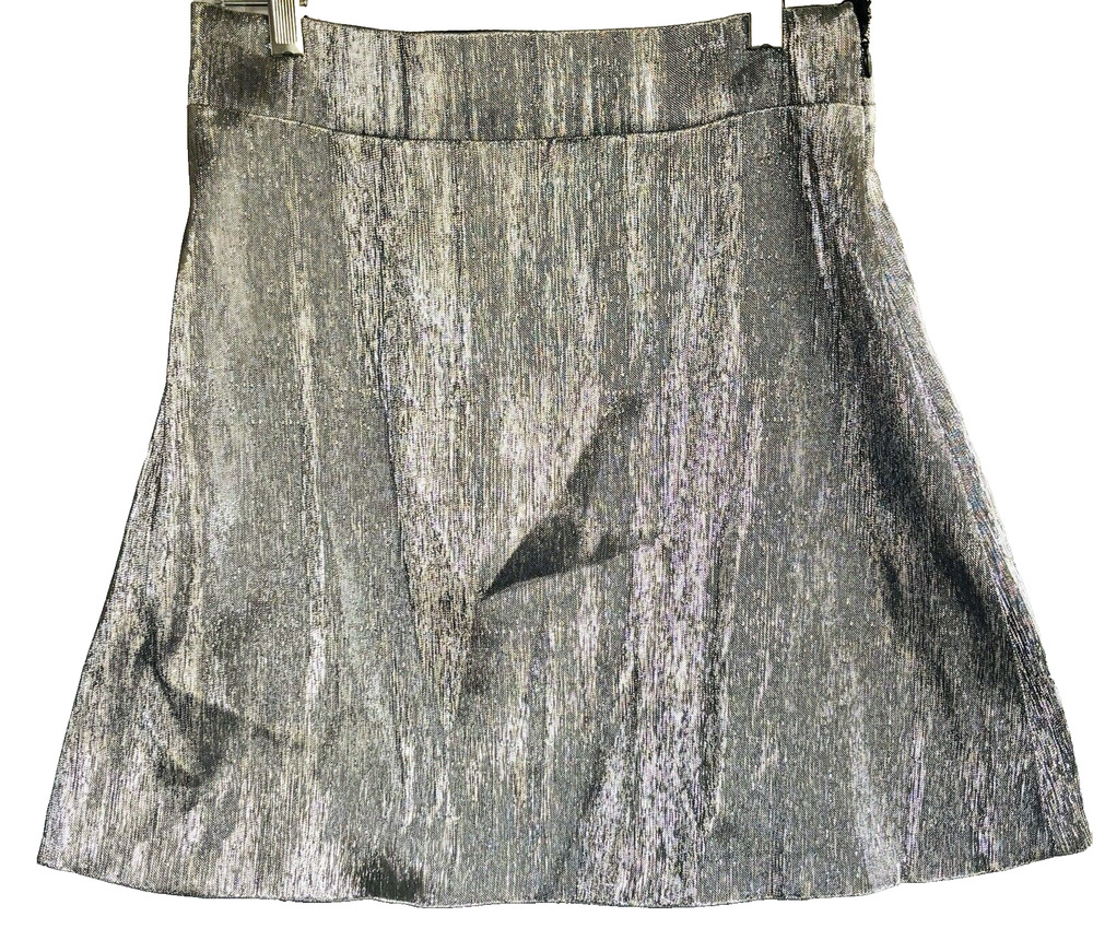 H &M Womens Skirt Silver Metallic Size 6 lined